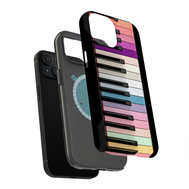Rainbow Piano Tough Cases For Apple iPhone (17, 16, 15, 14, 13, 12, 11, X, SE, 8, 7/ Air, Plus, Pro, Max, Mini, XR, XS), Print in USA