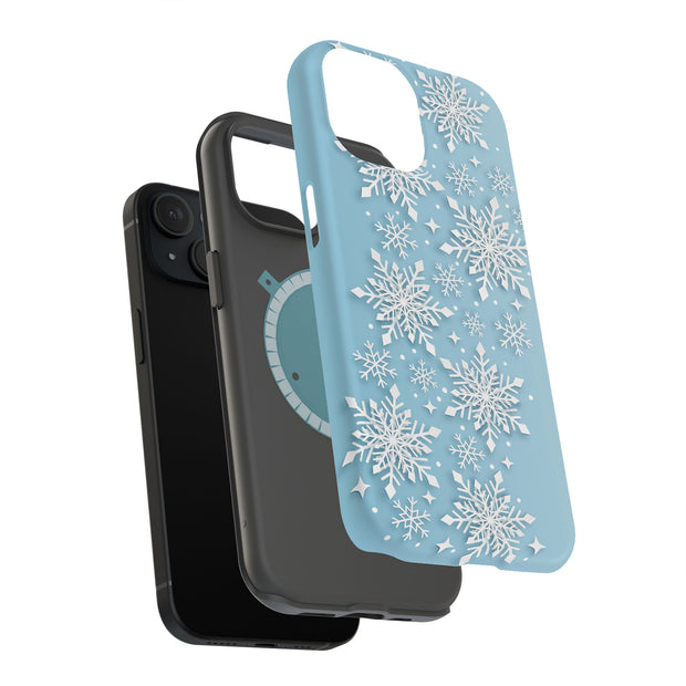 Snowflake Blue Tough Cases For Apple iPhone (17, 16, 15, 14, 13, 12, 11, X, SE, 8, 7/ Air, Plus, Pro, Max, Mini, XR, XS), Print in USA
