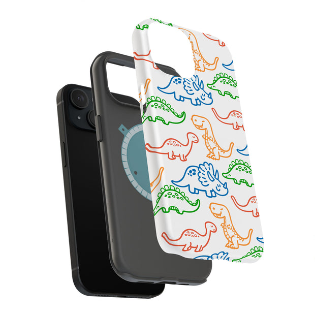 Dinosaur Cute 3 Tough Cases For Apple iPhone (17, 16, 15, 14, 13, 12, 11, X, SE, 8, 7/ Air, Plus, Pro, Max, Mini, XR, XS), Print in USA