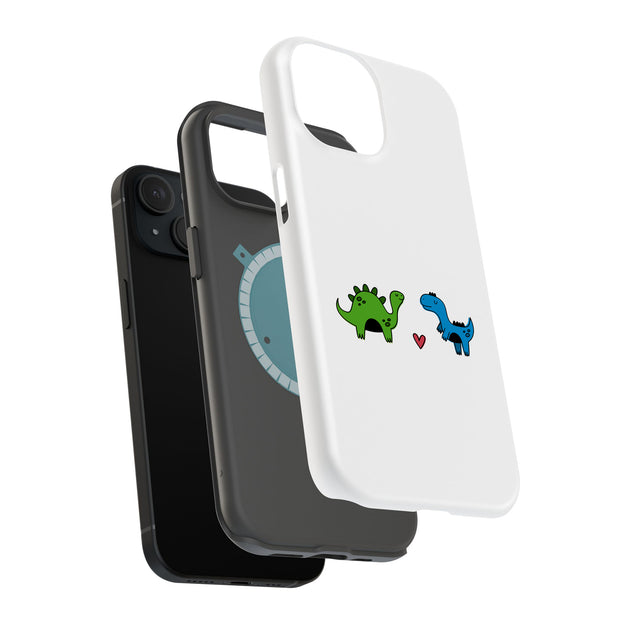 Dinosaur Love Tough Cases For Apple iPhone (17, 16, 15, 14, 13, 12, 11, X, SE, 8, 7/ Air, Plus, Pro, Max, Mini, XR, XS), Print in USA