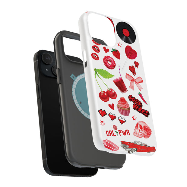 Cherry Collage Tough Cases For Apple iPhone (17, 16, 15, 14, 13, 12, 11, X, SE, 8, 7/ Air, Plus, Pro, Max, Mini, XR, XS), Print in USA