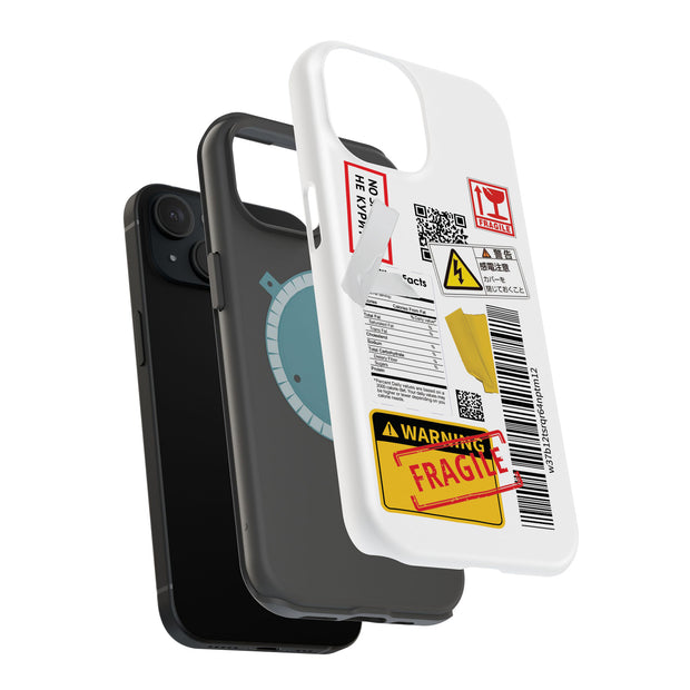 Warning Collage Tough Cases For Apple iPhone (17, 16, 15, 14, 13, 12, 11, X, SE, 8, 7/ Air, Plus, Pro, Max, Mini, XR, XS), Print in USA
