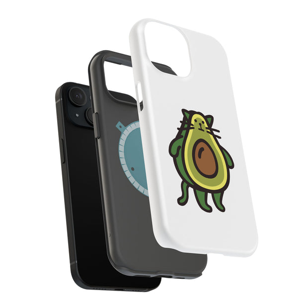 Cat Avocado Tough Cases For Apple iPhone (17, 16, 15, 14, 13, 12, 11, X, SE, 8, 7/ Air, Plus, Pro, Max, Mini, XR, XS), Print in USA