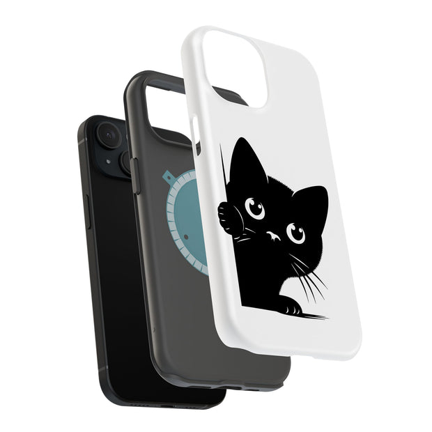 Cute Peek Cat 1 Tough Cases For Apple iPhone (17, 16, 15, 14, 13, 12, 11, X, SE, 8, 7/ Air, Plus, Pro, Max, Mini, XR, XS), Print in USA