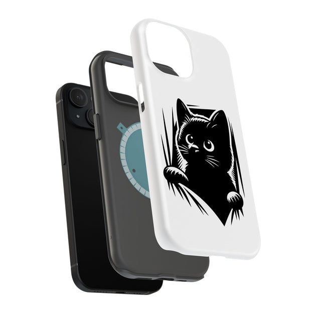 Cute Peek Cat 2 Tough Cases For Apple iPhone (17, 16, 15, 14, 13, 12, 11, X, SE, 8, 7/ Air, Plus, Pro, Max, Mini, XR, XS), Print in USA