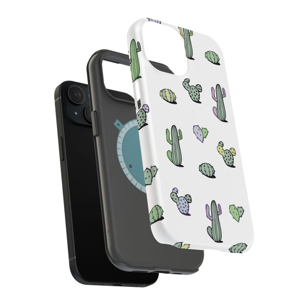 Cacti Pattern Tough Cases For Apple iPhone (17, 16, 15, 14, 13, 12, 11, X, SE, 8, 7/ Air, Plus, Pro, Max, Mini, XR, XS), Print in USA