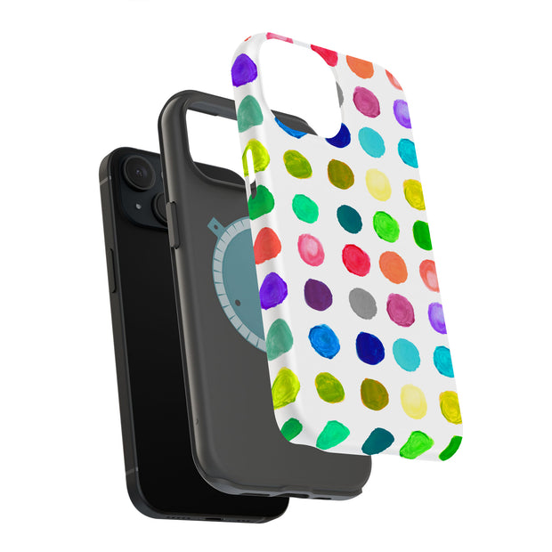 Polka Dot 15 Tough Cases For Apple iPhone (17, 16, 15, 14, 13, 12, 11, X, SE, 8, 7/ Air, Plus, Pro, Max, Mini, XR, XS), Print in USA