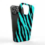 Bule Zebra Skin Tough Cases For Apple iPhone (17, 16, 15, 14, 13, 12, 11, X, SE, 8, 7/ Air, Plus, Pro, Max, Mini, XR, XS), Print in USA