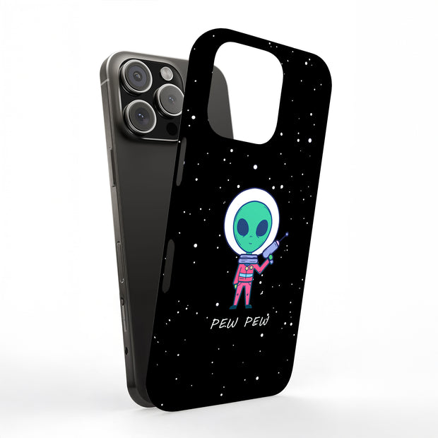 Pew Pew Alien Tough Cases For Apple iPhone (17, 16, 15, 14, 13, 12, 11, X, SE, 8, 7/ Air, Plus, Pro, Max, Mini, XR, XS), Print in USA