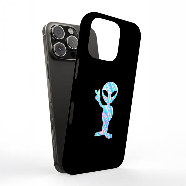 Alien Peace Tough Cases For Apple iPhone (17, 16, 15, 14, 13, 12, 11, X, SE, 8, 7/ Air, Plus, Pro, Max, Mini, XR, XS), Print in USA