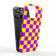 Yellow Checker Tough Cases For Apple iPhone (17, 16, 15, 14, 13, 12, 11, X, SE, 8, 7/ Air, Plus, Pro, Max, Mini, XR, XS), Print in USA