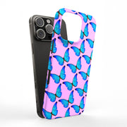 Blue Butterfly Tough Cases For Apple iPhone (17, 16, 15, 14, 13, 12, 11, X, SE, 8, 7/ Air, Plus, Pro, Max, Mini, XR, XS), Print in USA