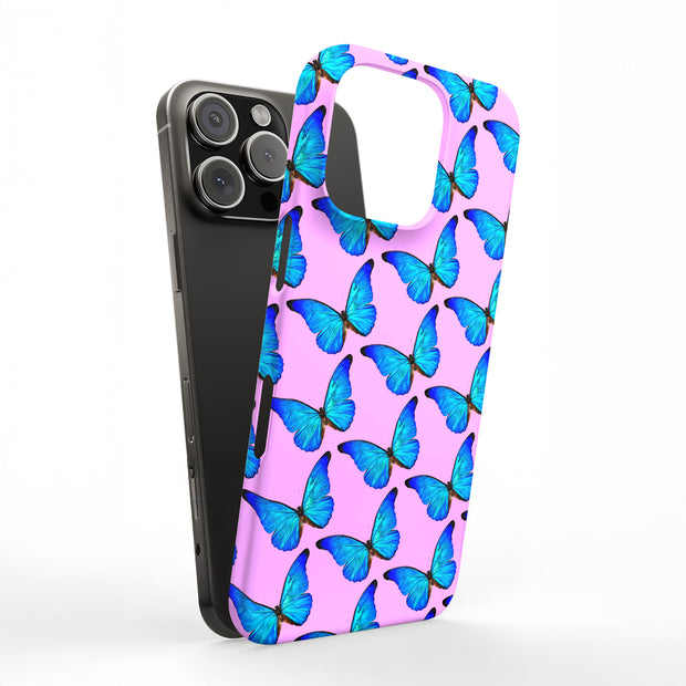 Blue Butterfly Tough Cases For Apple iPhone (17, 16, 15, 14, 13, 12, 11, X, SE, 8, 7/ Air, Plus, Pro, Max, Mini, XR, XS), Print in USA
