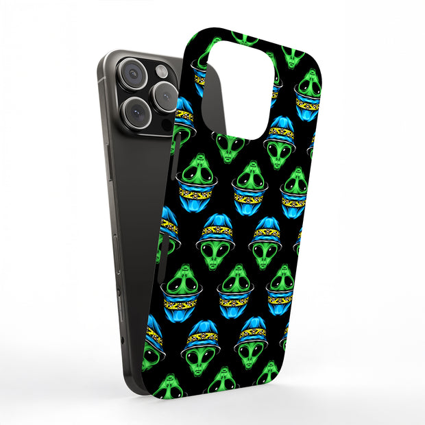 Alien wear Hat Tough Cases For Apple iPhone (17, 16, 15, 14, 13, 12, 11, X, SE, 8, 7/ Air, Plus, Pro, Max, Mini, XR, XS), Print in USA