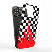 Checkers Flame Tough Cases For Apple iPhone (17, 16, 15, 14, 13, 12, 11, X, SE, 8, 7/ Air, Plus, Pro, Max, Mini, XR, XS), Print in USA