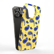 Paisley Yellow Tough Cases For Apple iPhone (17, 16, 15, 14, 13, 12, 11, X, SE, 8, 7/ Air, Plus, Pro, Max, Mini, XR, XS), Print in USA