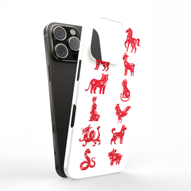 Chinese zodiac Tough Cases For Apple iPhone (17, 16, 15, 14, 13, 12, 11, X, SE, 8, 7/ Air, Plus, Pro, Max, Mini, XR, XS), Print in USA