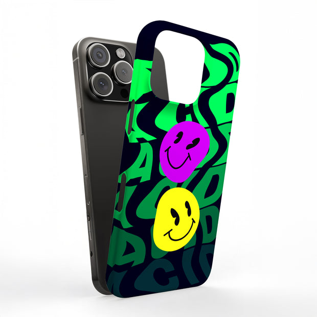 Acid Smile Face Tough Cases For Apple iPhone (17, 16, 15, 14, 13, 12, 11, X, SE, 8, 7/ Air, Plus, Pro, Max, Mini, XR, XS), Print in USA