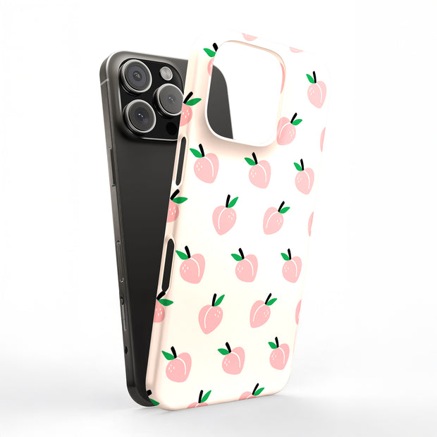 Cute Pink Peach Tough Cases For Apple iPhone (17, 16, 15, 14, 13, 12, 11, X, SE, 8, 7/ Air, Plus, Pro, Max, Mini, XR, XS), Print in USA