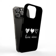 Love Wins Black Tough Cases For Apple iPhone (17, 16, 15, 14, 13, 12, 11, X, SE, 8, 7/ Air, Plus, Pro, Max, Mini, XR, XS), Print in USA