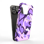 Purple Love Tough Cases For Apple iPhone (17, 16, 15, 14, 13, 12, 11, X, SE, 8, 7/ Air, Plus, Pro, Max, Mini, XR, XS), Print in USA