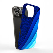 Blue Wavy Tough Cases For Apple iPhone (17, 16, 15, 14, 13, 12, 11, X, SE, 8, 7/ Air, Plus, Pro, Max, Mini, XR, XS), Print in USA