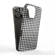 Black Plaid Tough Cases For Apple iPhone (17, 16, 15, 14, 13, 12, 11, X, SE, 8, 7/ Air, Plus, Pro, Max, Mini, XR, XS), Print in USA