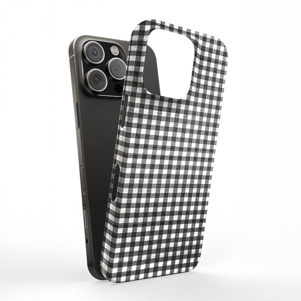 Black Plaid Tough Cases For Apple iPhone (17, 16, 15, 14, 13, 12, 11, X, SE, 8, 7/ Air, Plus, Pro, Max, Mini, XR, XS), Print in USA
