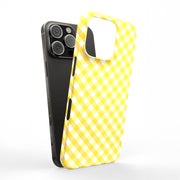 Yellow Gingham Tough Cases For Apple iPhone (17, 16, 15, 14, 13, 12, 11, X, SE, 8, 7/ Air, Plus, Pro, Max, Mini, XR, XS), Print in USA