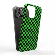 Green Gingham Tough Cases For Apple iPhone (17, 16, 15, 14, 13, 12, 11, X, SE, 8, 7/ Air, Plus, Pro, Max, Mini, XR, XS), Print in USA