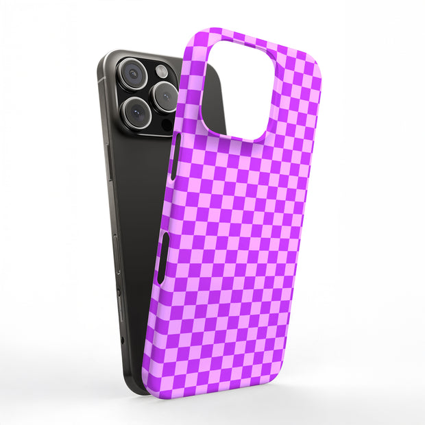 Purple Gingham Tough Cases For Apple iPhone (17, 16, 15, 14, 13, 12, 11, X, SE, 8, 7/ Air, Plus, Pro, Max, Mini, XR, XS), Print in USA