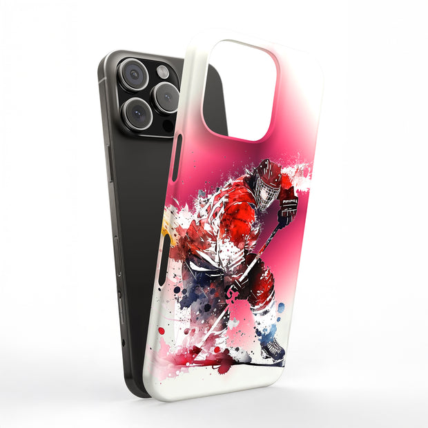 Hockey Painting Tough Cases For Apple iPhone (17, 16, 15, 14, 13, 12, 11, X, SE, 8, 7/ Air, Plus, Pro, Max, Mini, XR, XS), Print in USA