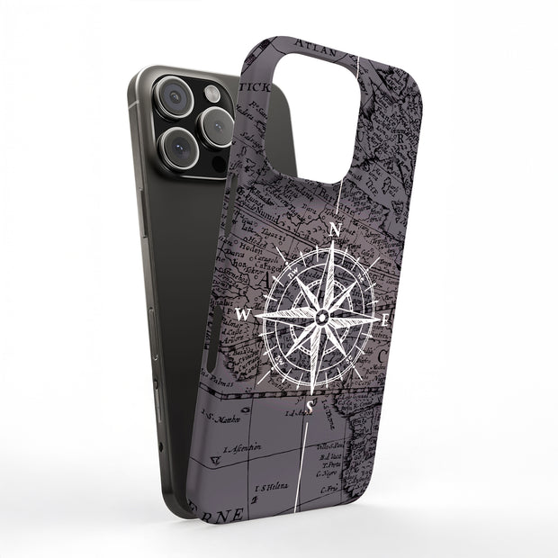 Map Compass Tough Cases For Apple iPhone (17, 16, 15, 14, 13, 12, 11, X, SE, 8, 7/ Air, Plus, Pro, Max, Mini, XR, XS), Print in USA
