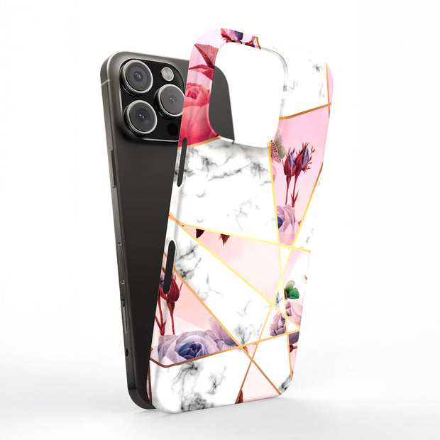 Marble Flower Tough Cases For Apple iPhone (17, 16, 15, 14, 13, 12, 11, X, SE, 8, 7/ Air, Plus, Pro, Max, Mini, XR, XS), Print in USA