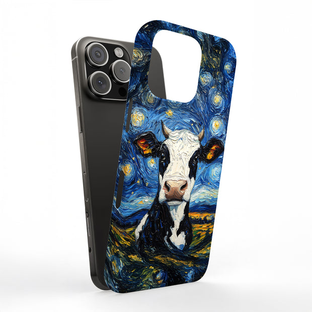 Cow Night 1 Tough Cases For Apple iPhone (17, 16, 15, 14, 13, 12, 11, X, SE, 8, 7/ Air, Plus, Pro, Max, Mini, XR, XS), Print in USA
