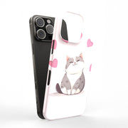 Cute Cat Love Tough Cases For Apple iPhone (17, 16, 15, 14, 13, 12, 11, X, SE, 8, 7/ Air, Plus, Pro, Max, Mini, XR, XS), Print in USA