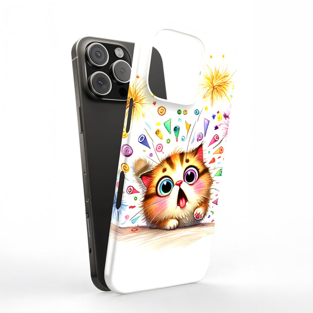 Surprised Cat Tough Cases For Apple iPhone (17, 16, 15, 14, 13, 12, 11, X, SE, 8, 7/ Air, Plus, Pro, Max, Mini, XR, XS), Print in USA