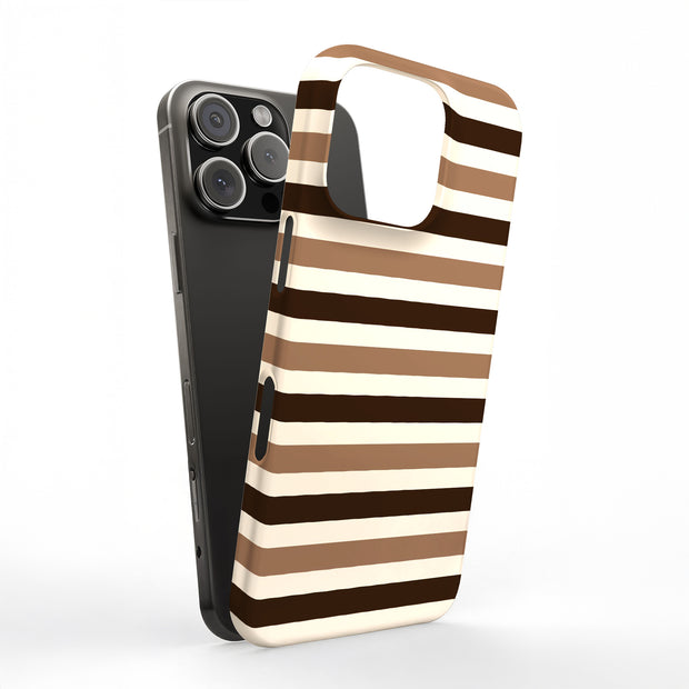 Coffee Stripes Tough Cases For Apple iPhone (17, 16, 15, 14, 13, 12, 11, X, SE, 8, 7/ Air, Plus, Pro, Max, Mini, XR, XS), Print in USA