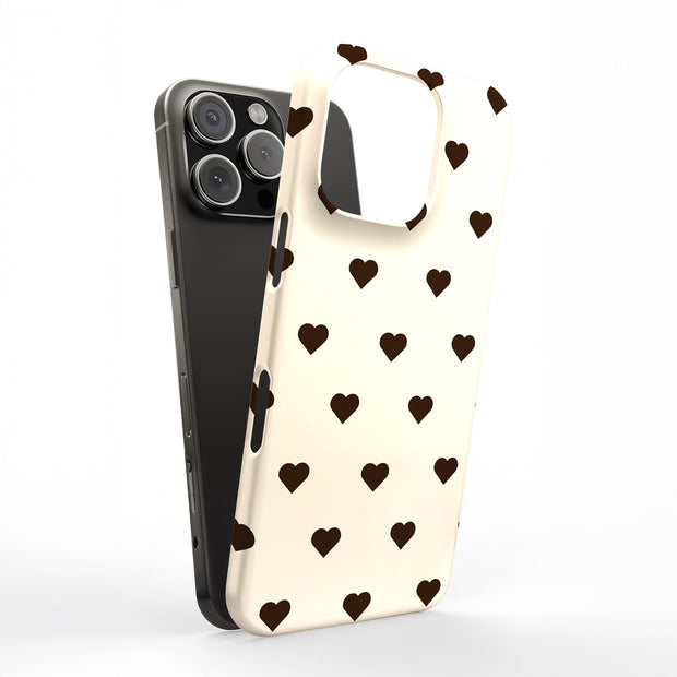 Coffee Hearts Tough Cases For Apple iPhone (17, 16, 15, 14, 13, 12, 11, X, SE, 8, 7/ Air, Plus, Pro, Max, Mini, XR, XS), Print in USA