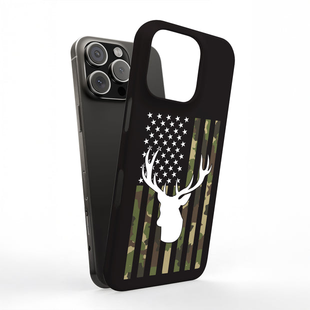 USA Flag Deer 2 Tough Cases For Apple iPhone (17, 16, 15, 14, 13, 12, 11, X, SE, 8, 7/ Air, Plus, Pro, Max, Mini, XR, XS), Print in USA