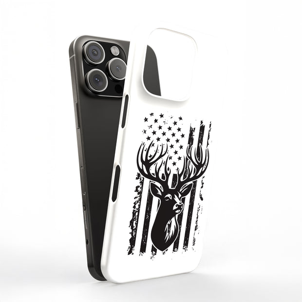 USA Flag Deer 3 Tough Cases For Apple iPhone (17, 16, 15, 14, 13, 12, 11, X, SE, 8, 7/ Air, Plus, Pro, Max, Mini, XR, XS), Print in USA
