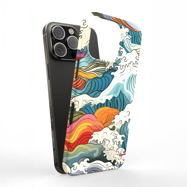 Japanese Wave 2 Tough Cases For Apple iPhone (17, 16, 15, 14, 13, 12, 11, X, SE, 8, 7/ Air, Plus, Pro, Max, Mini, XR, XS), Print in USA