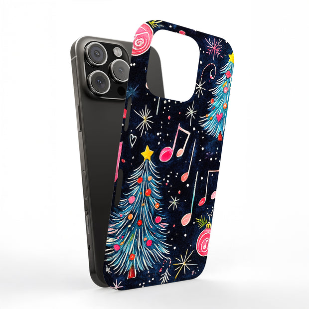 Xmas Music Note Tough Cases For Apple iPhone (17, 16, 15, 14, 13, 12, 11, X, SE, 8, 7/ Air, Plus, Pro, Max, Mini, XR, XS), Print in USA