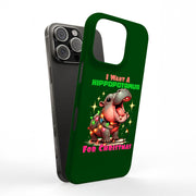 Hippo Xmas 2 Tough Cases For Apple iPhone (17, 16, 15, 14, 13, 12, 11, X, SE, 8, 7/ Air, Plus, Pro, Max, Mini, XR, XS), Print in USA