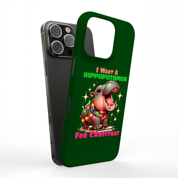 Hippo Xmas 2 Tough Cases For Apple iPhone (17, 16, 15, 14, 13, 12, 11, X, SE, 8, 7/ Air, Plus, Pro, Max, Mini, XR, XS), Print in USA