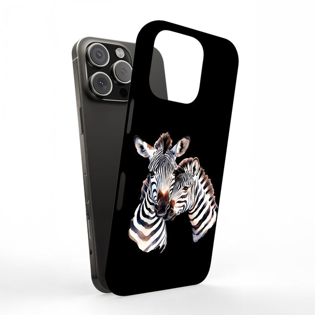 Zebra Couple Tough Cases For Apple iPhone (17, 16, 15, 14, 13, 12, 11, X, SE, 8, 7/ Air, Plus, Pro, Max, Mini, XR, XS), Print in USA