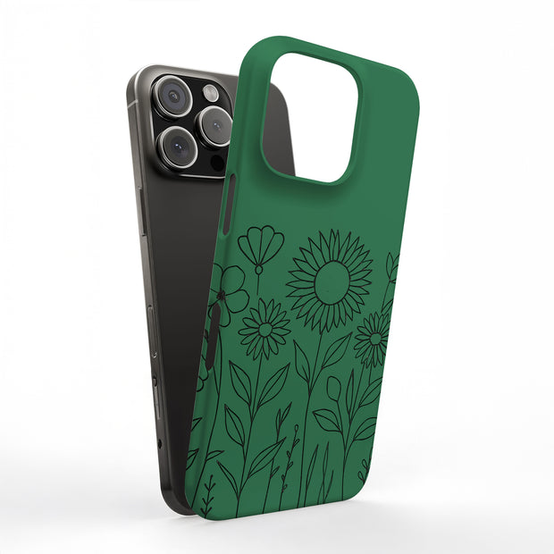 Flower Line Art Tough Cases For Apple iPhone (17, 16, 15, 14, 13, 12, 11, X, SE, 8, 7/ Air, Plus, Pro, Max, Mini, XR, XS), Print in USA