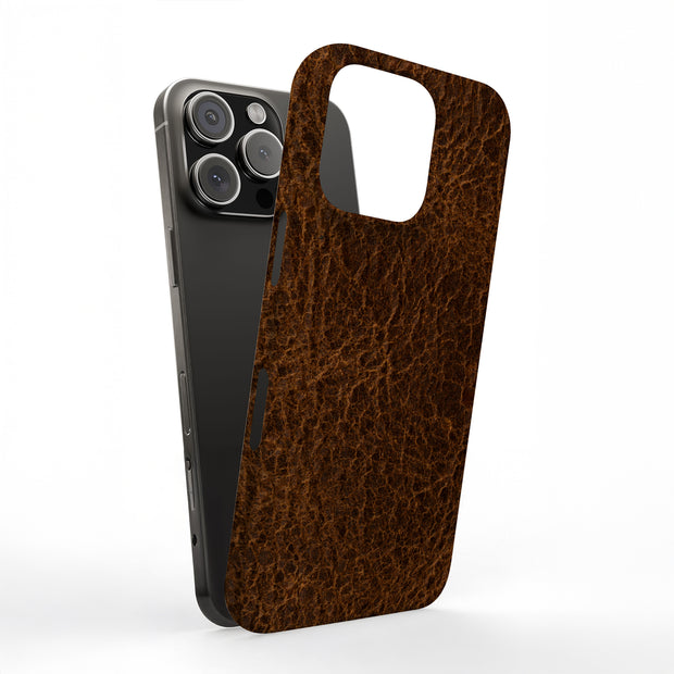 Brown Leather Tough Cases For Apple iPhone (17, 16, 15, 14, 13, 12, 11, X, SE, 8, 7/ Air, Plus, Pro, Max, Mini, XR, XS), Print in USA