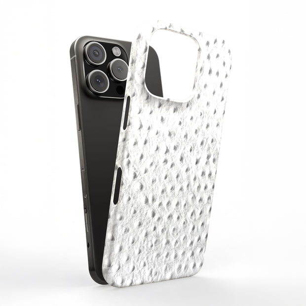 White Ostrich Tough Cases For Apple iPhone (17, 16, 15, 14, 13, 12, 11, X, SE, 8, 7/ Air, Plus, Pro, Max, Mini, XR, XS), Print in USA