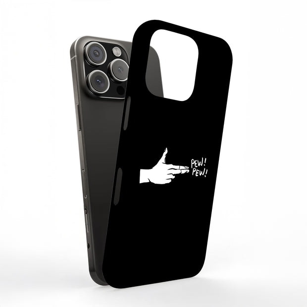 Pew Pew Hand Tough Cases For Apple iPhone (17, 16, 15, 14, 13, 12, 11, X, SE, 8, 7/ Air, Plus, Pro, Max, Mini, XR, XS), Print in USA